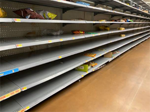 Empty grocery shelves